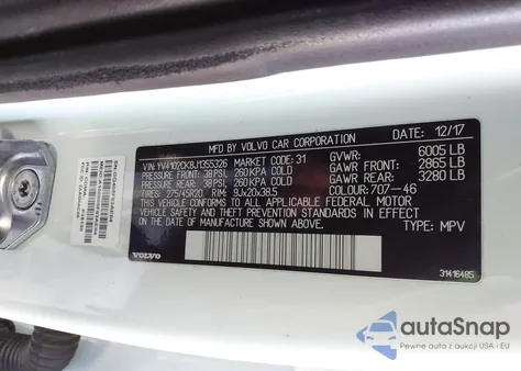 2018 Volvo Xc90 T5 Momentum from USA, damaged, VIN YV4102CK8J1355326